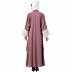 Double layered abaya with embroidered fabric- Pink-White
